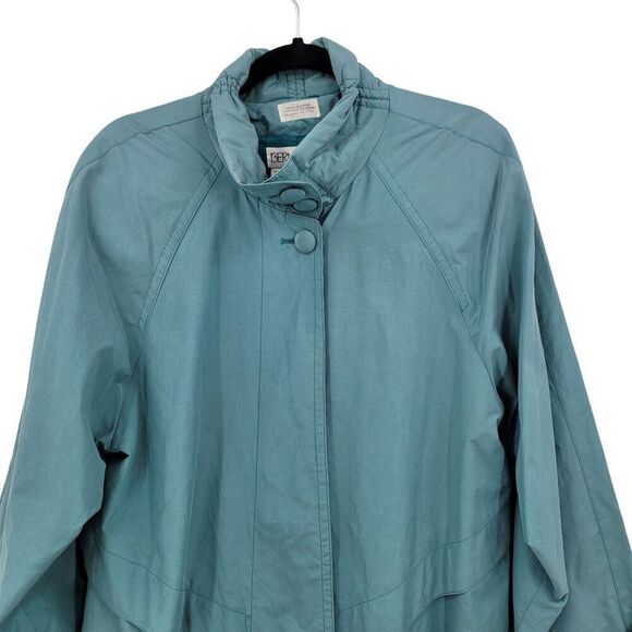 Vtg Bernardo Womens Robins Egg Blue Trench Coat Sz M Button Front City Chic - Picture 4 of 13
